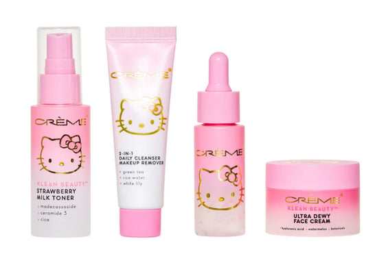 THE CRÈME SHOP X HELLO KITTY SKINCARE ESSENTIALS- KLEAN BEAUTY™ 4PC TRAVEL BAG SET